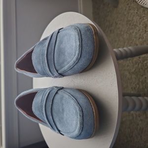 Blue Faux Suede Loafers